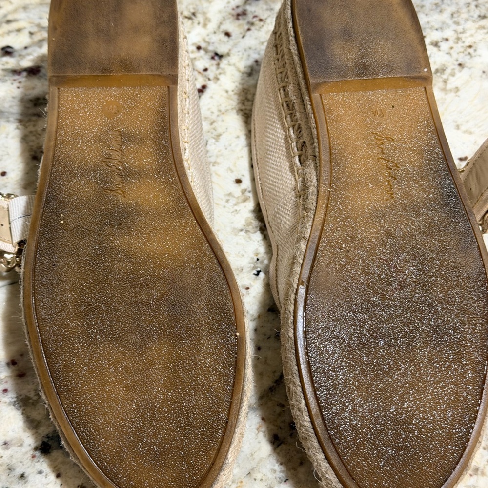 Sam Edelman Beige Espadrille Mary Jane Flats with Rhinestone Buckle - Picture 10 of 10